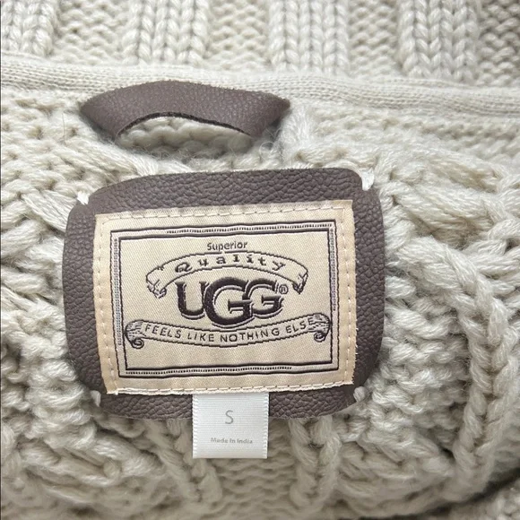 UGG Women's Beige Cable Knit Cardigan - Picture 2 of 4